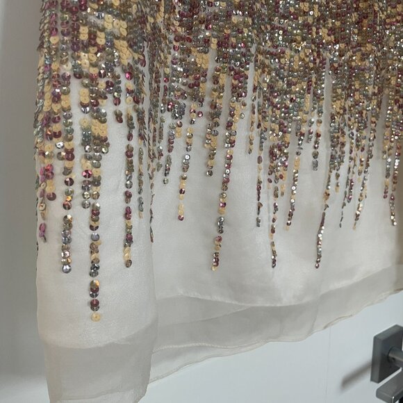 Terani Couture Silk Gold Sequined Cocktail Dress - Picture 5 of 6